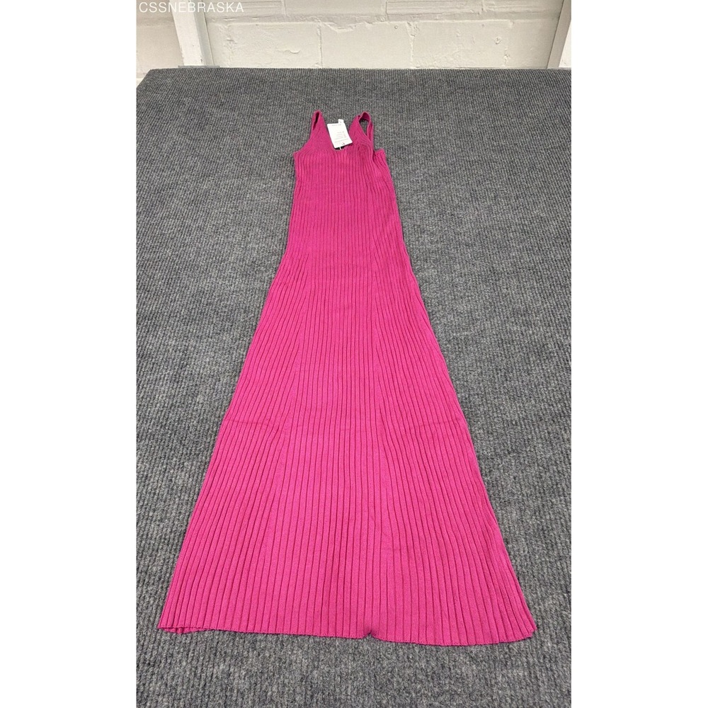 MEROKEETY Women's Pink Ribbed Knit Sleeveless Midi Tank Dress NWT Size M